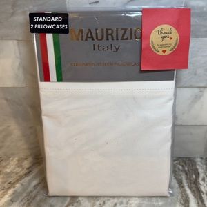 Maurizio Italy Luxury 100%  Cotton Standard Set of 2 Pillowcases Hemstitch New